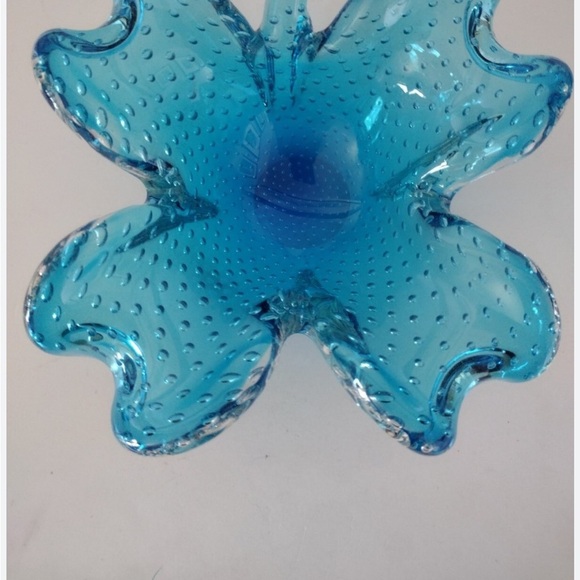 Murano Blue Glass Art Sculpture Flower Design - Picture 8 of 8